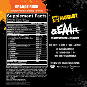 Mutant GEAAR BCAA 10g EAAs + Arginine Orange Rush in a shaker