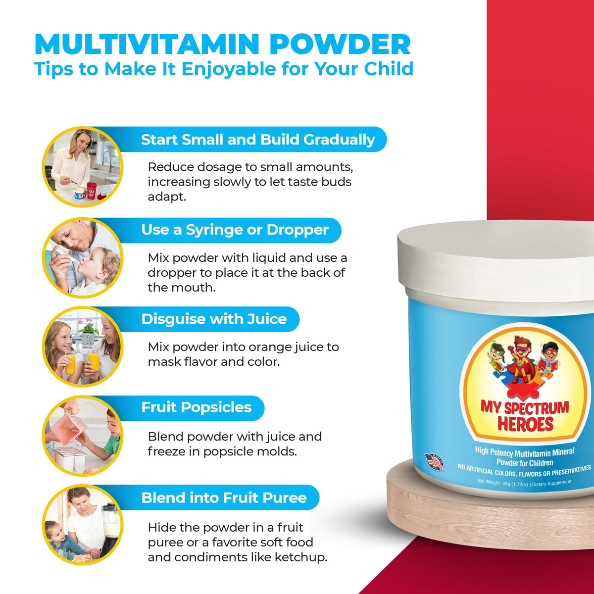 My Spectrum Heroes Poudre Multivitamine Enfants - mélange dans un yaourt