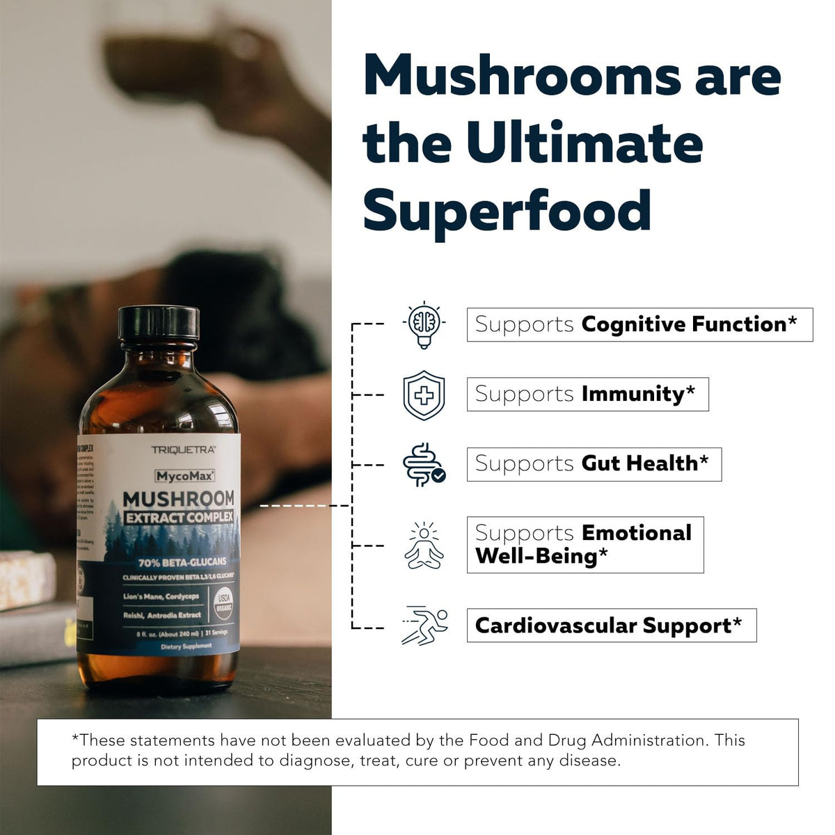 MycoMax Complex de Champignons 8 oz en gros plan de l'étiquette