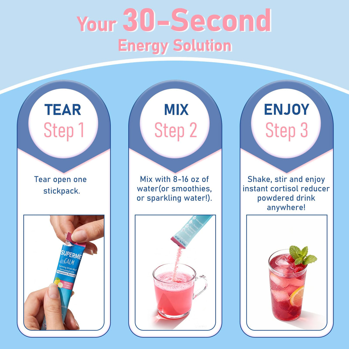 Mynzevirix Mélange de Boisson au Cortisol stick sur une table