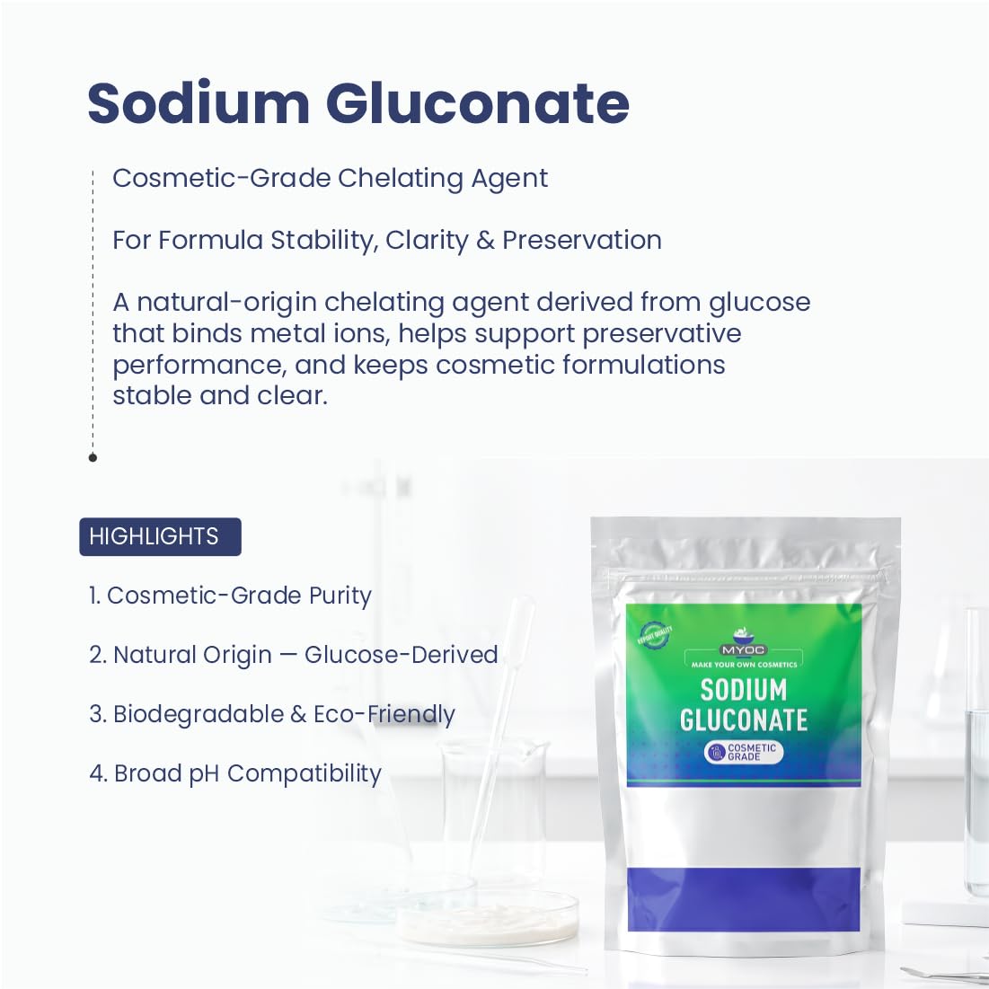 MYOC Gluconate de Sodium 113 g en utilisation dans une lotion