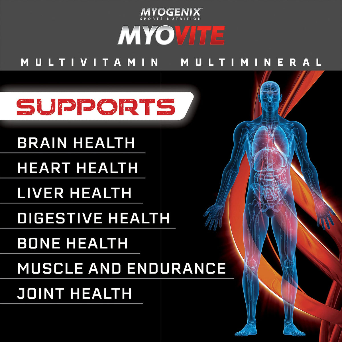 Myogenix Myovite Multivitamine en sachets sur une table