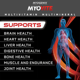Myogenix Myovite Multivitamine en sachets sur une table