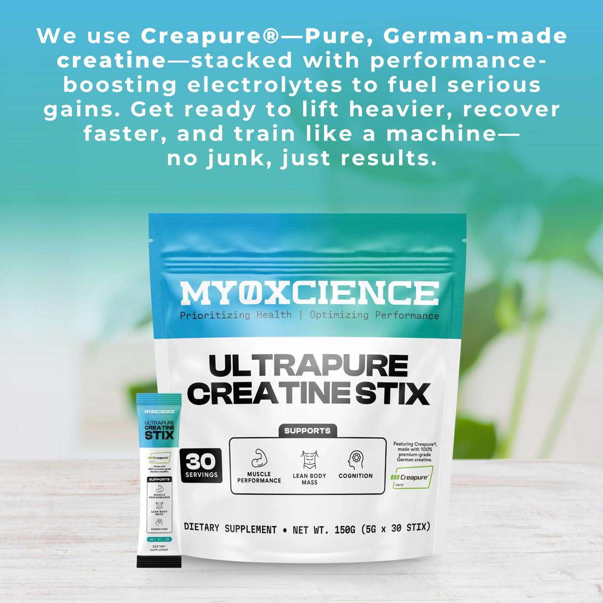 MYOXCIENCE Creapure Creatine Stix à mélanger dans un verre d'eau