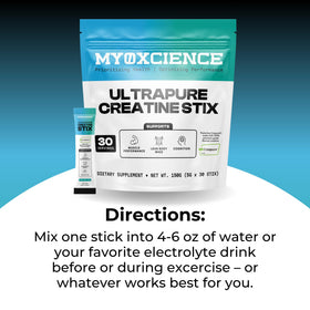 MYOXCIENCE Creapure Creatine Stix en boîte ouverte