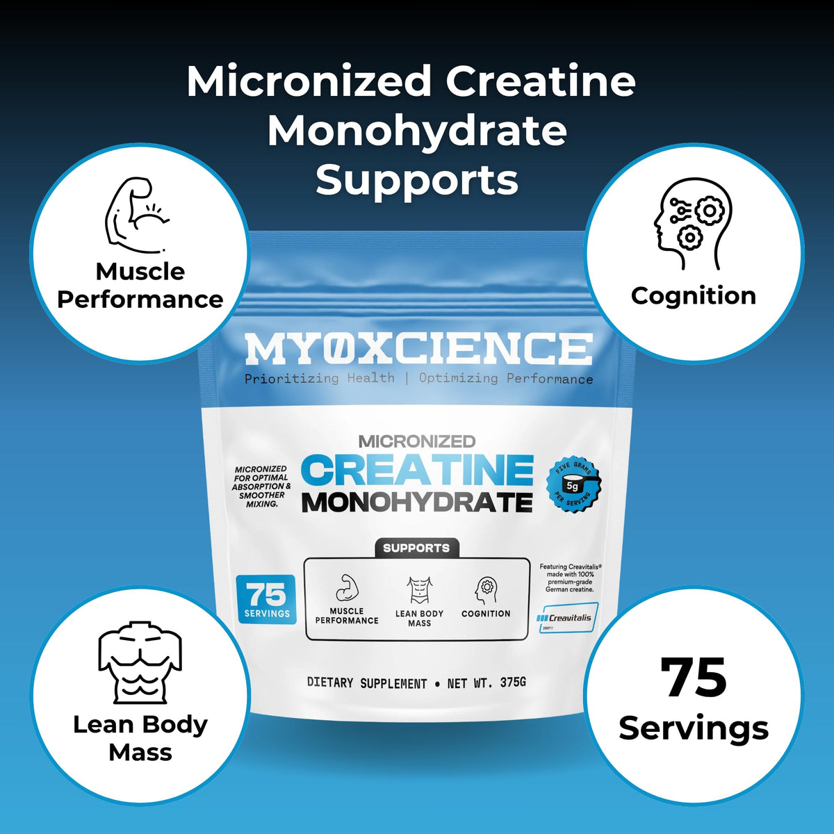 MYOXCIENCE Creavitalis Créatine Micronisée 390g avec cuillère