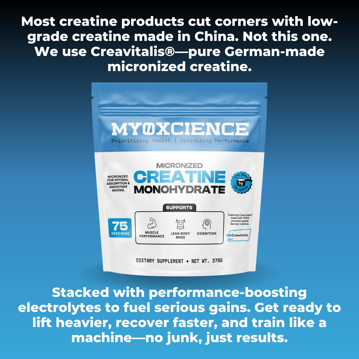 MYOXCIENCE Creavitalis Créatine Micronisée 390g derrière