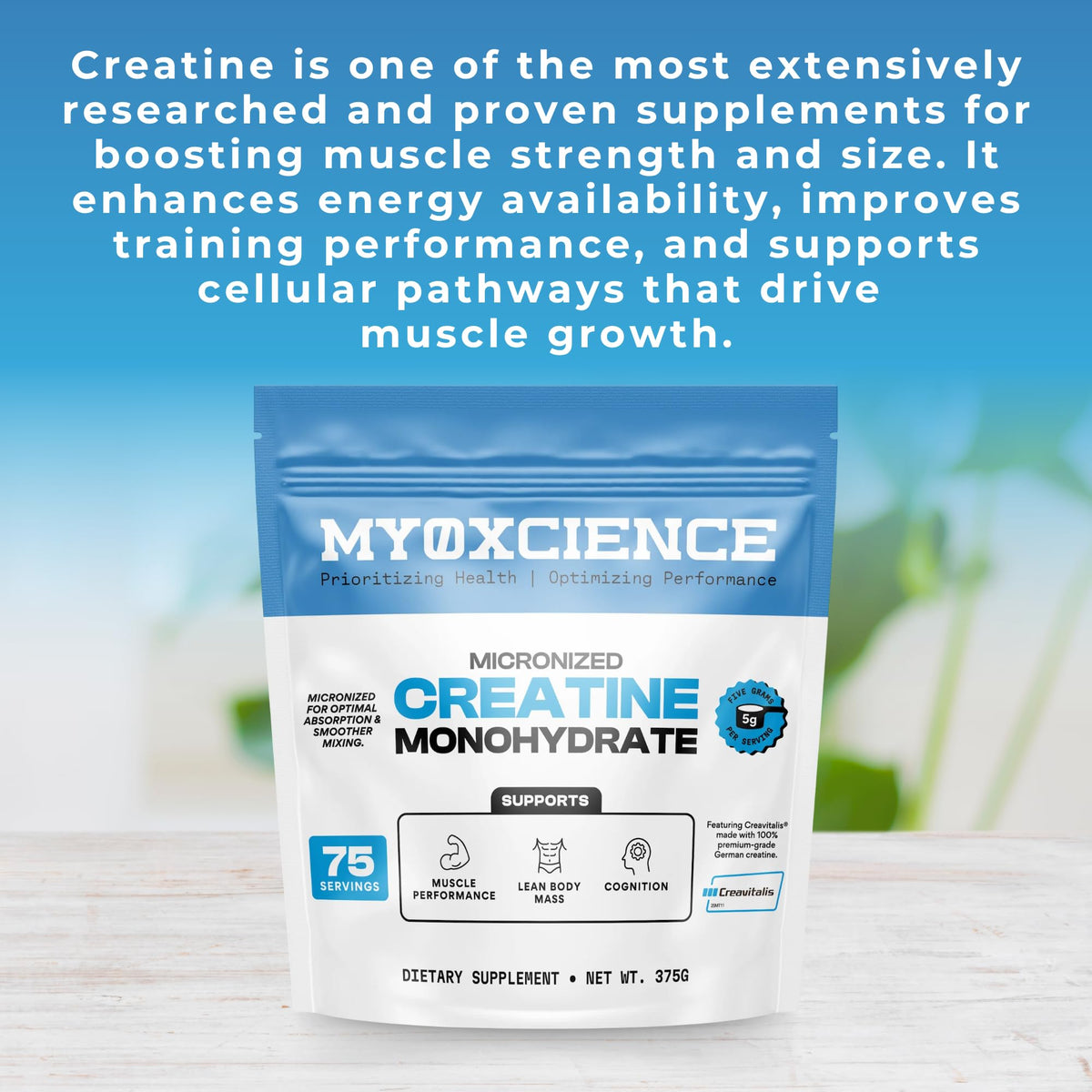 MYOXCIENCE Creavitalis Créatine Micronisée 390g mesure de 5g