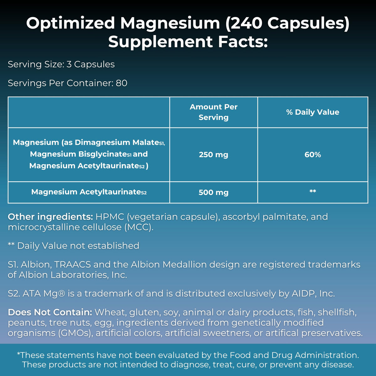 MYOXCIENCE Magnésium Glycinate + Taurate 80 Servings 265g packaging