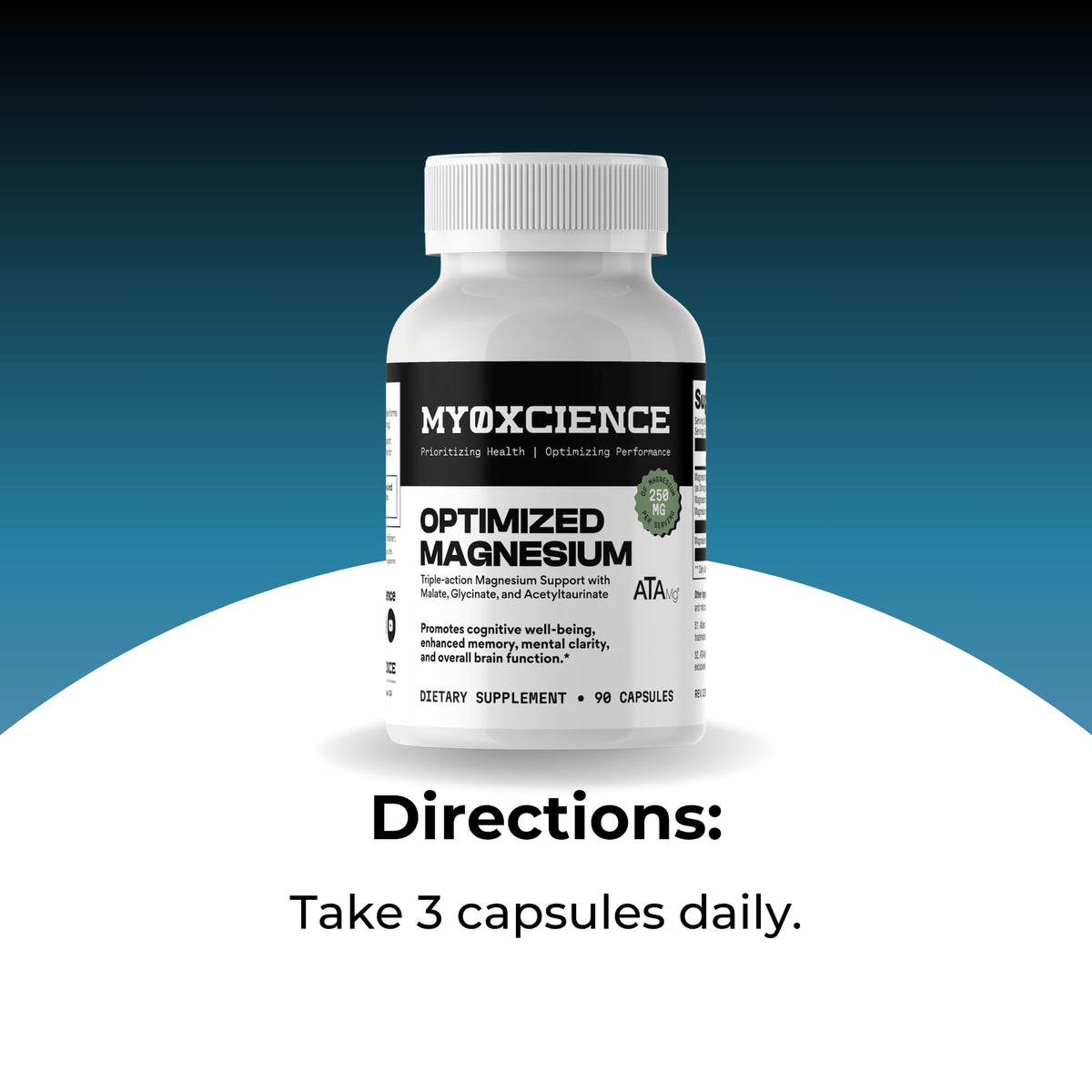 MYOXCIENCE Magnésium Glycinate + Taurate sur une table en bois