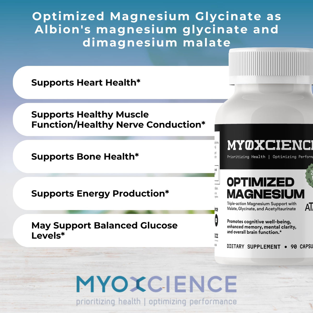 MYOXCIENCE Magnésium Glycinate + Taurate vue de côté