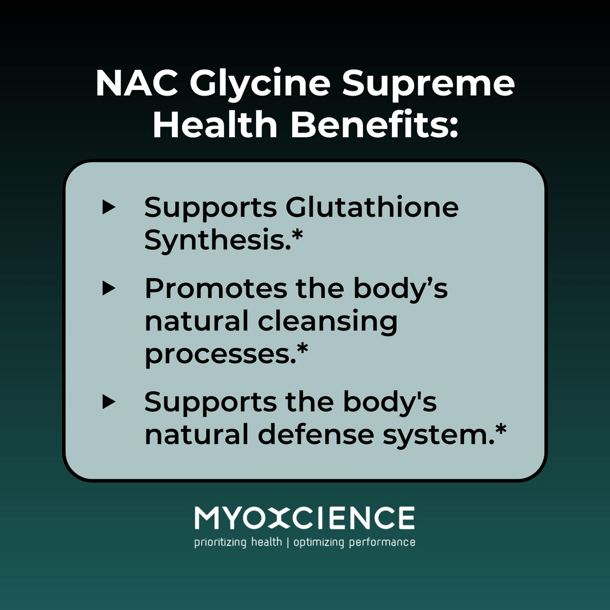 MYOXCIENCE NAC Glycine sur une table avec d'autres compléments