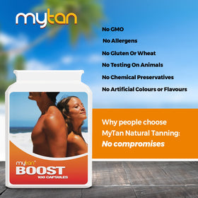 MyTan Compléments Alimentaires Bronzage 100 Capsules avec des ingrédients naturels