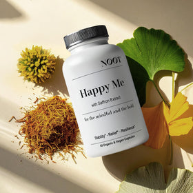 NØØT Happy Me capsules sur une surface en bois