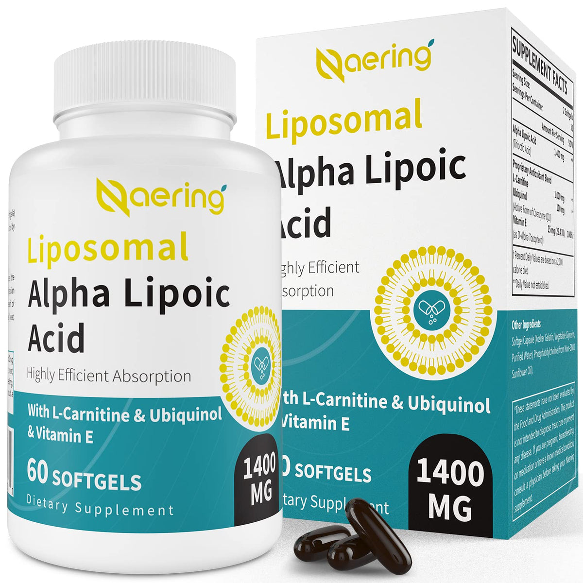 Naering Acide Alpha-Lipoïque 1400mg capsules vue de face