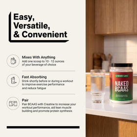 NAKED BCAA Poudre Cherry Lime 501g sur un plan de travail