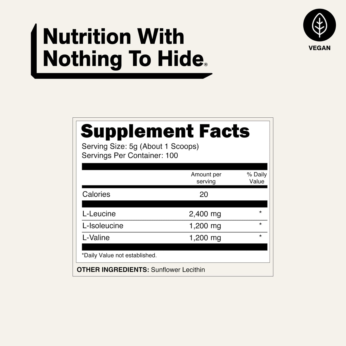 NAKED BCAAs 500g vue latérale montrant le contenu