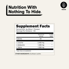 NAKED BCAAs 500g vue latérale montrant le contenu