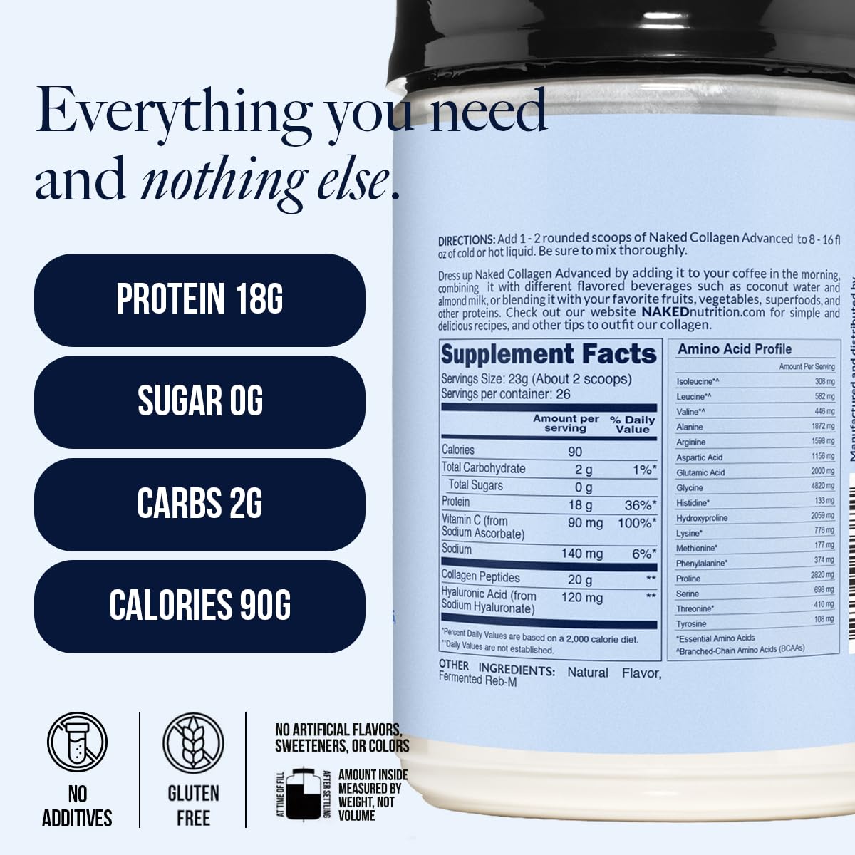 NAKED Collagen Advanced poudre de collagène vanille en préparation d'un smoothie