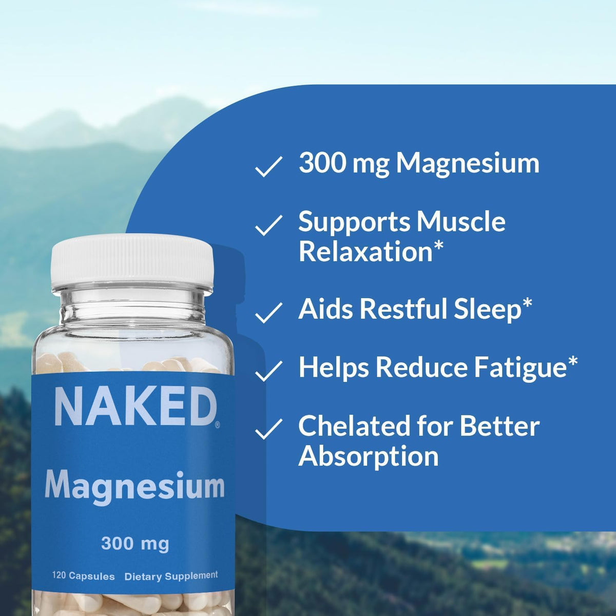 NAKED complexe de magnésium glycinate 300mg étiquette du produit