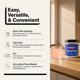 NAKED Créatine HCl Lean Poudre 281g sur une table