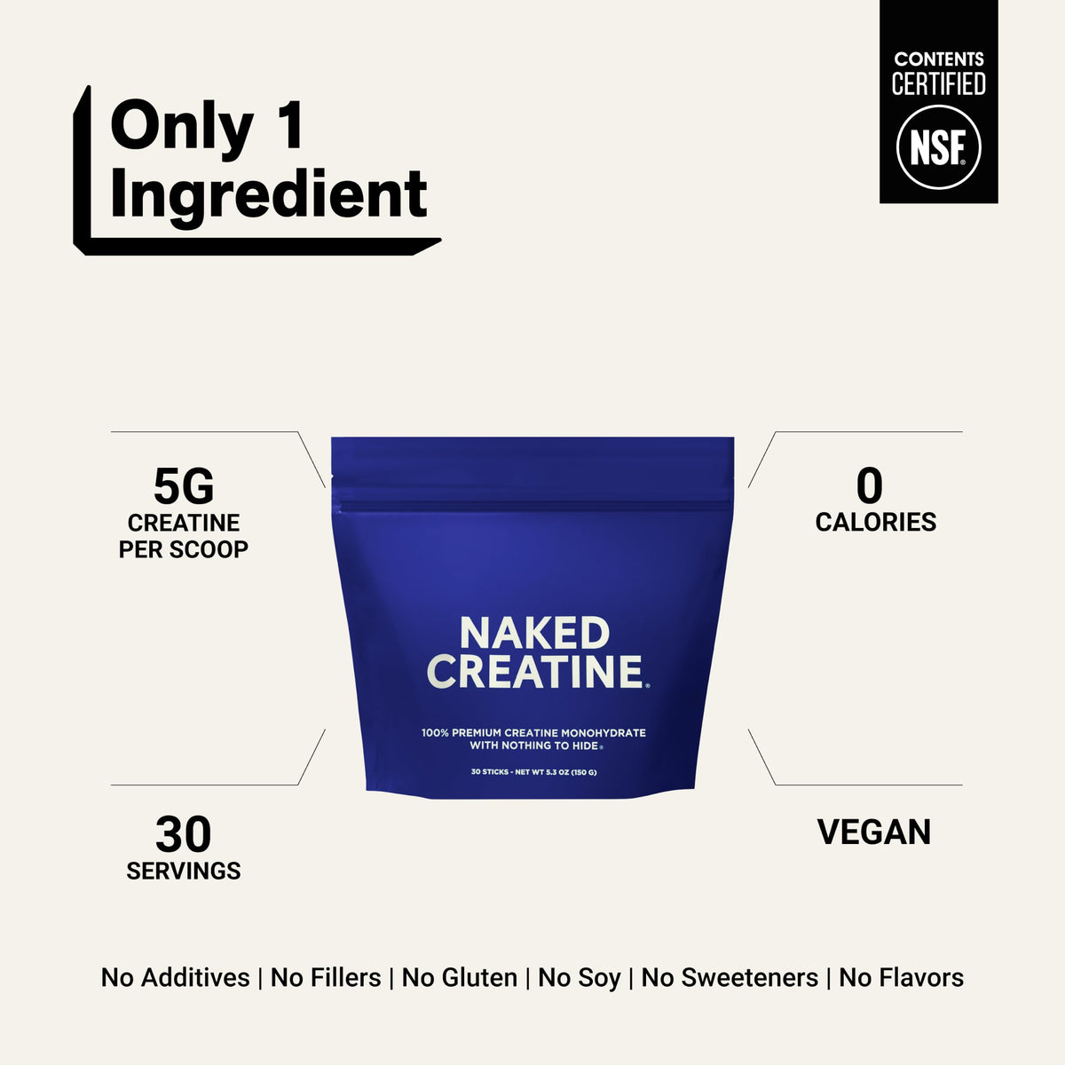 NAKED Créatine Micronisée stick packs dans un verre d'eau