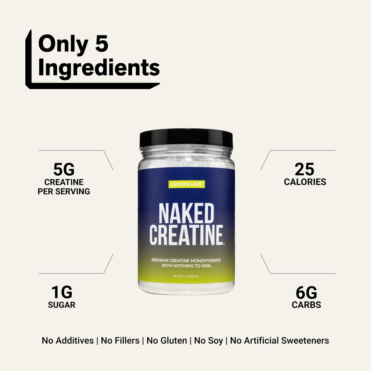 NAKED Créatine Monohydrate Citron Lime 500g en poudre
