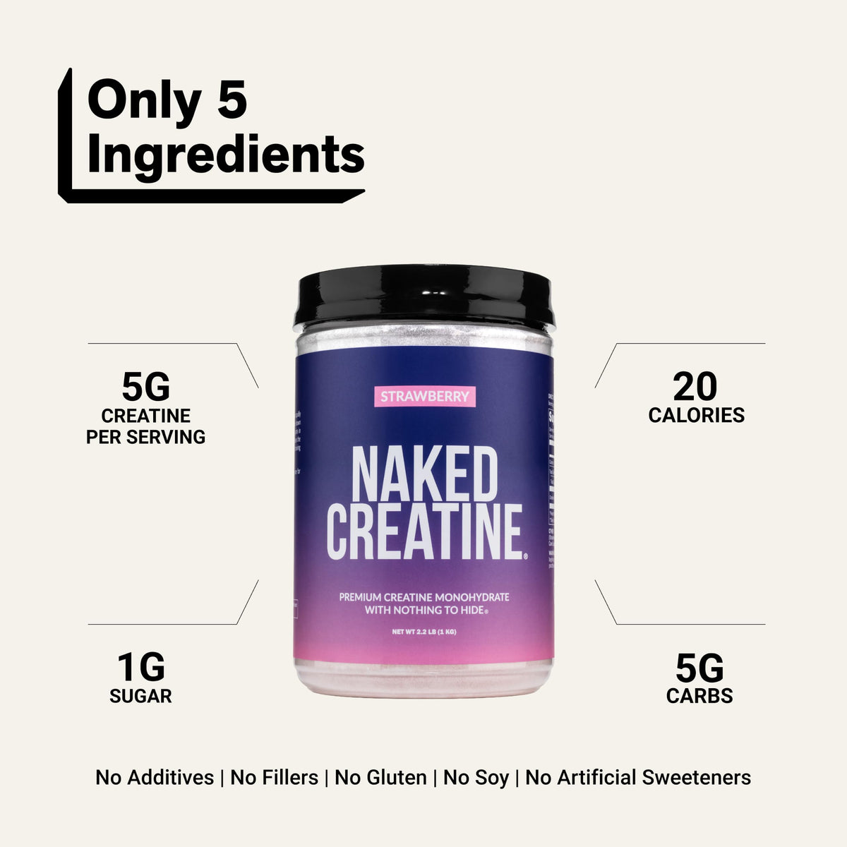NAKED Creatine Monohydrate en poudre dans un verre d'eau