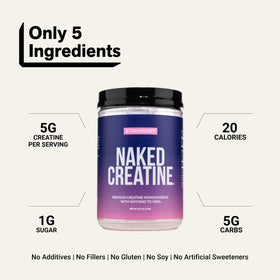 NAKED Creatine Monohydrate en poudre dans un verre d'eau