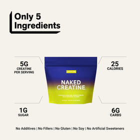 NAKED Créatine Monohydrate Stick Packs avec informations nutritionnelles