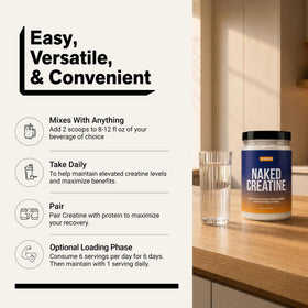 NAKED Creatine Monohydrate sur une table de nutrition