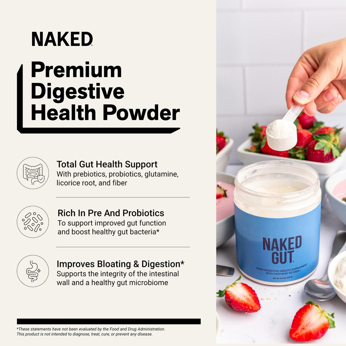 NAKED Gut complément alimentaire en poudre avec cuillère doseuse