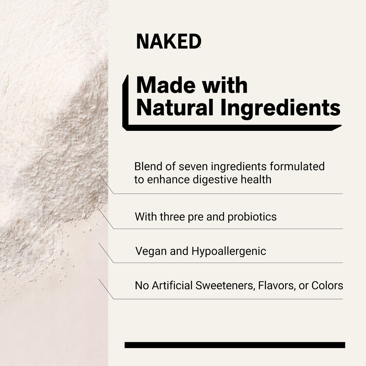 NAKED Gut complément alimentaire en poudre avec un verre d'eau