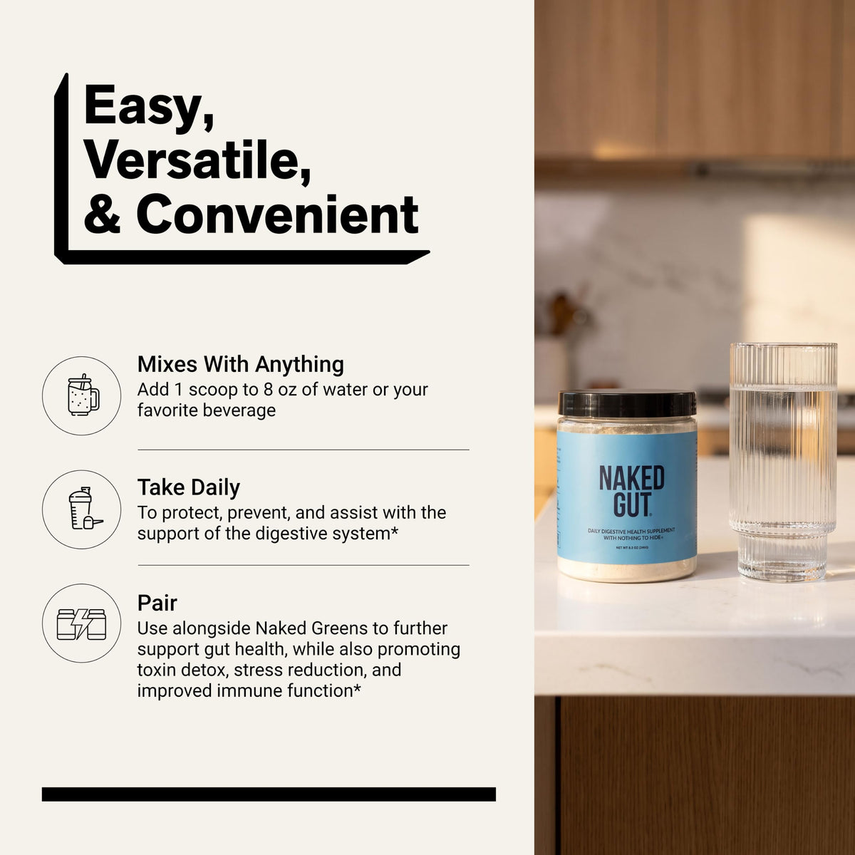 NAKED Gut complément alimentaire en poudre vue de dessus