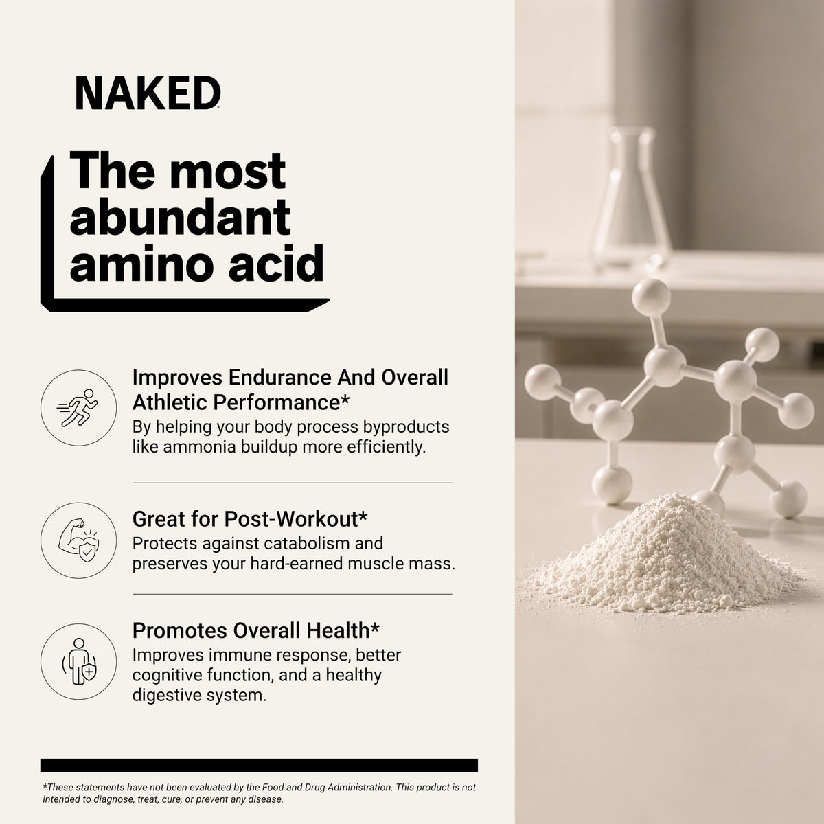 NAKED L-Glutamine 500g emballage arrière