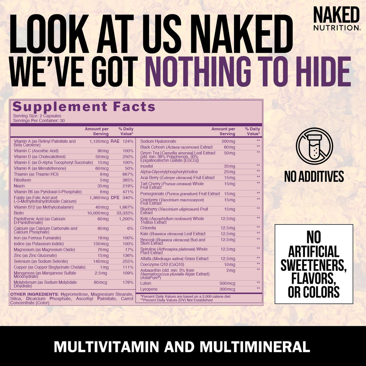 NAKED Multivitamines Femmes 60 Capsules - emballage