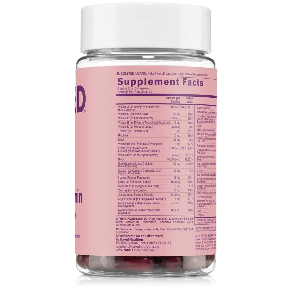 NAKED Multivitamines Femmes 60 Capsules - utilisation quotidienne