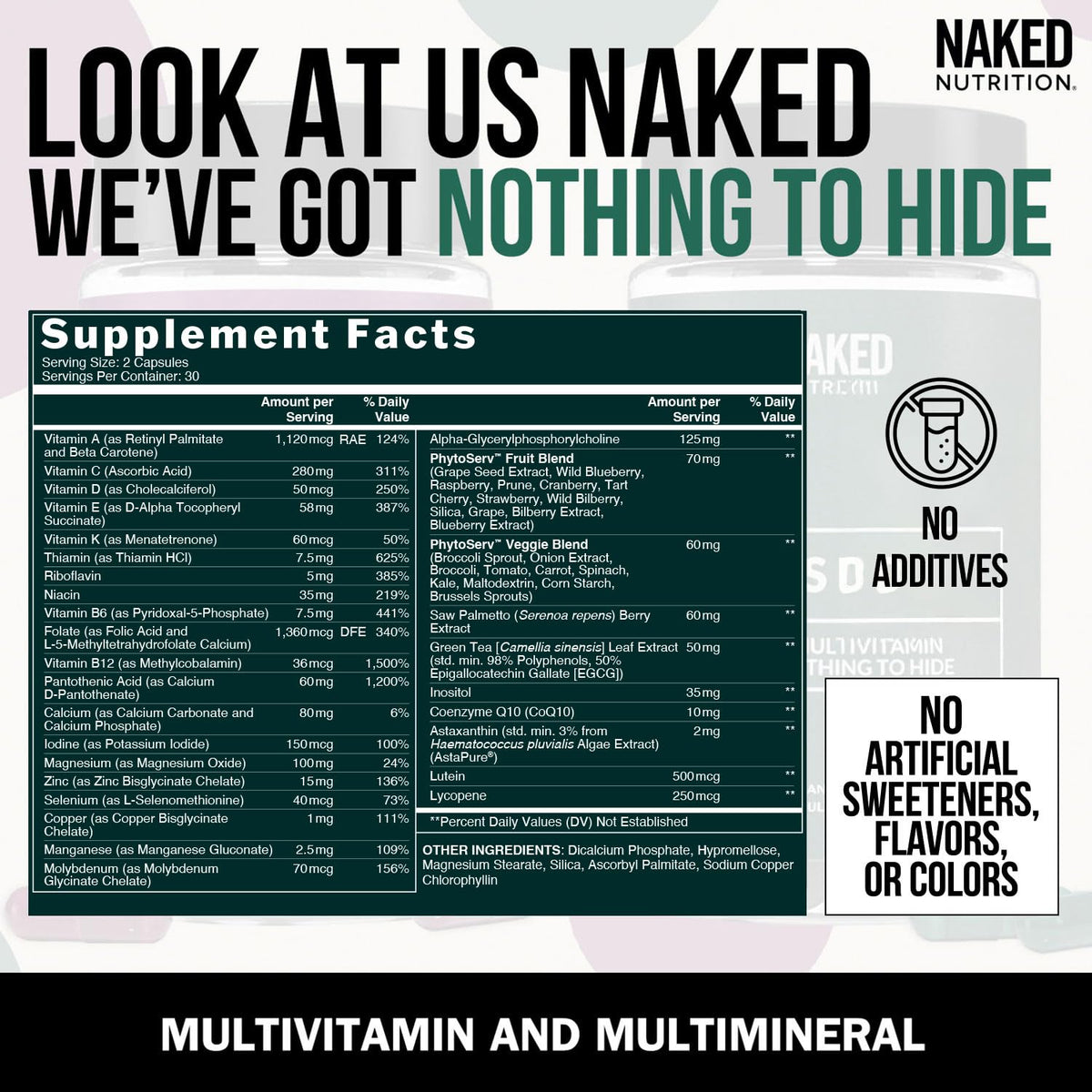 NAKED Multivitamines pour Hommes - Détail des capsules