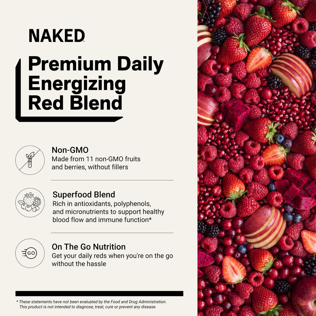 NAKED Naked Reds Poudre Superfood 340g ingrédients sur l'étiquette