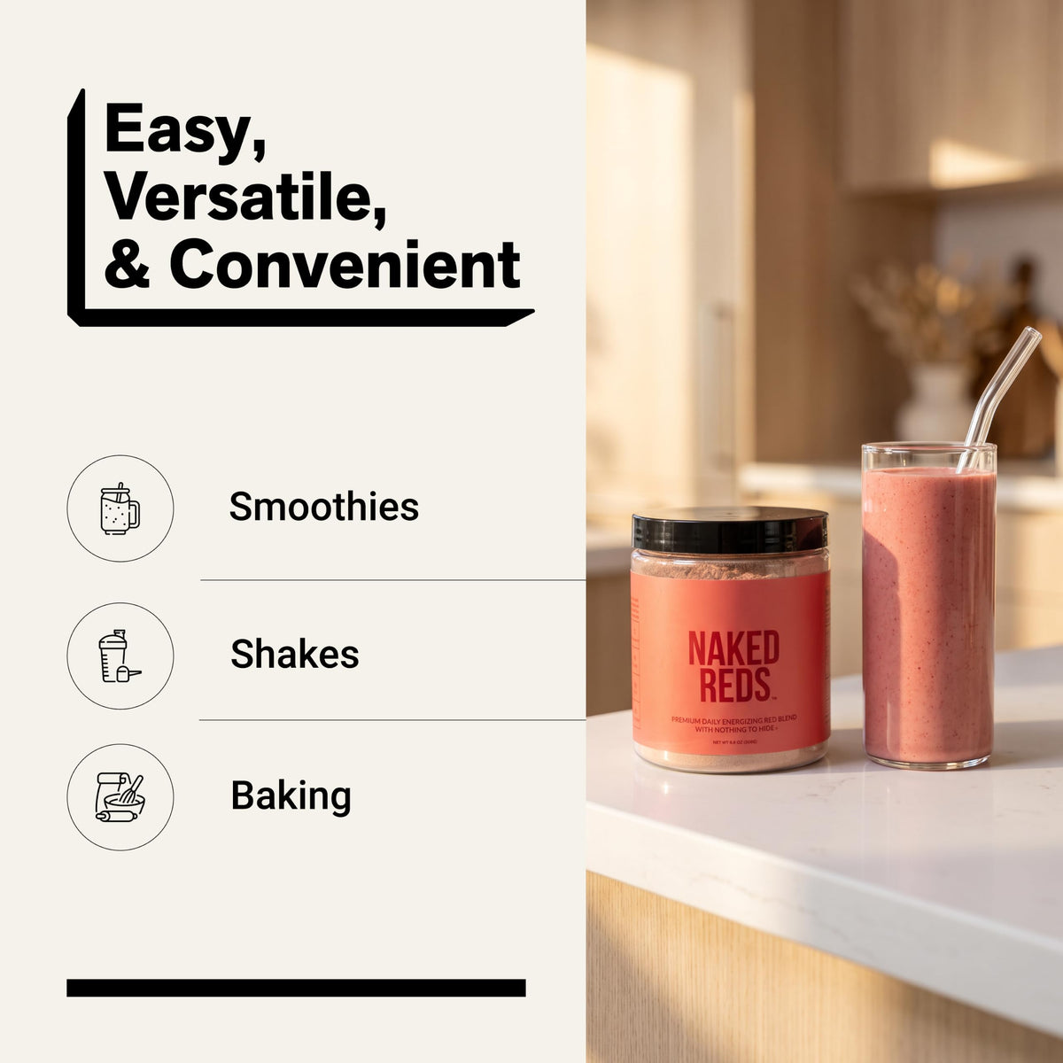 NAKED Naked Reds Poudre Superfood 340g sur une table avec d'autres compléments