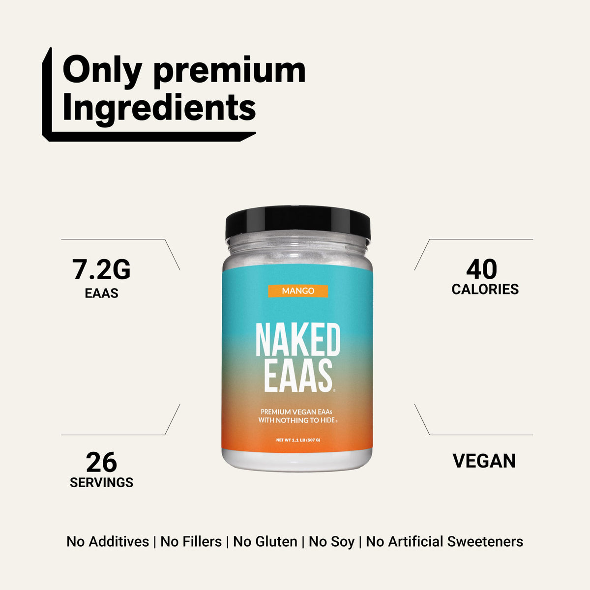 NAKED Poudre d'Acides Aminés EAAs 590g avec cuillère