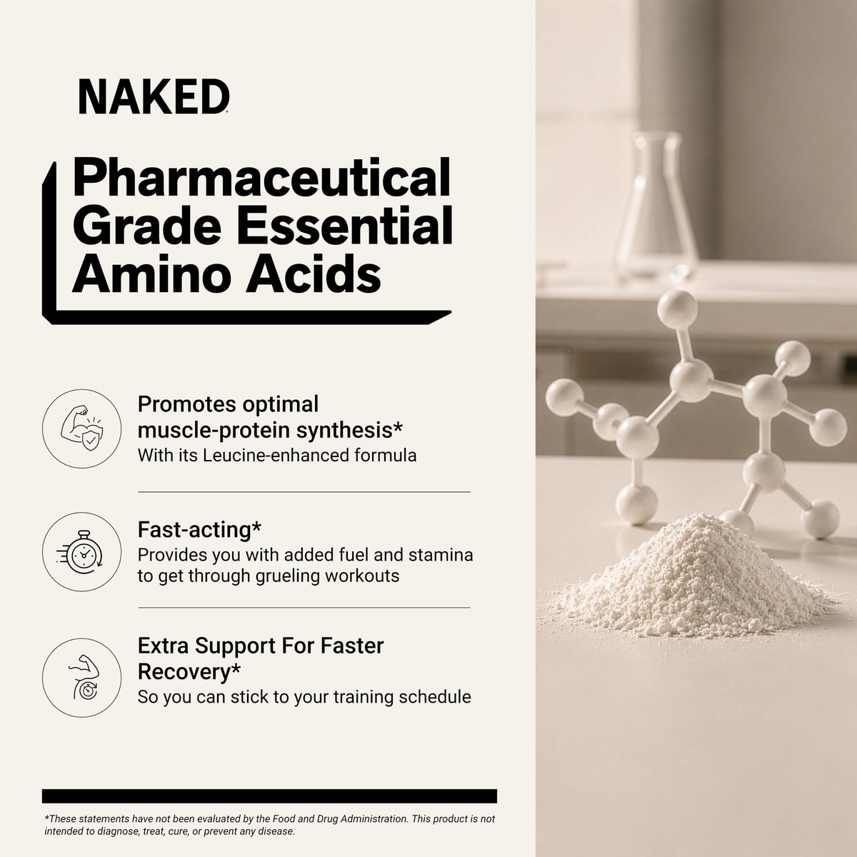NAKED Poudre d'Acides Aminés EAAs 590g vue arrière