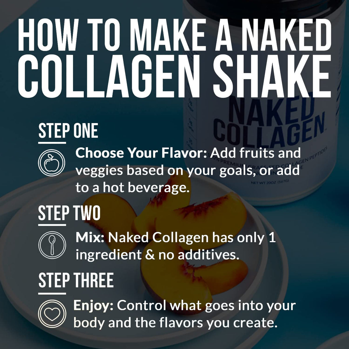 NAKED Poudre de Collagène Peptides 721g près d'ingrédients naturels