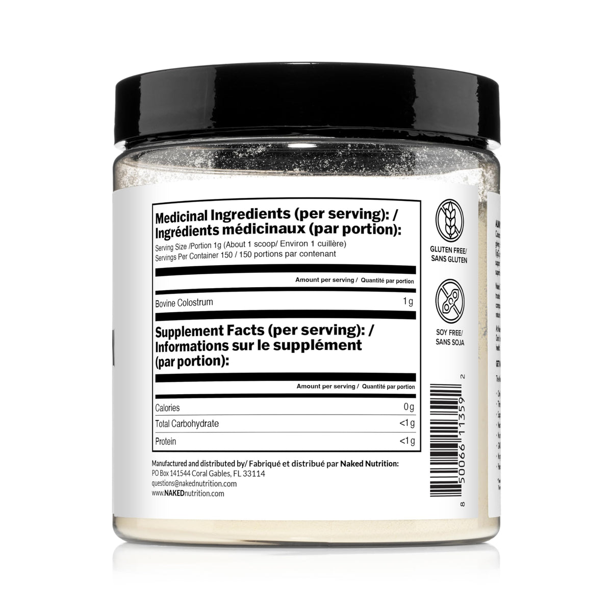 NAKED Poudre de Colostrum 204g avec des ingrédients naturels
