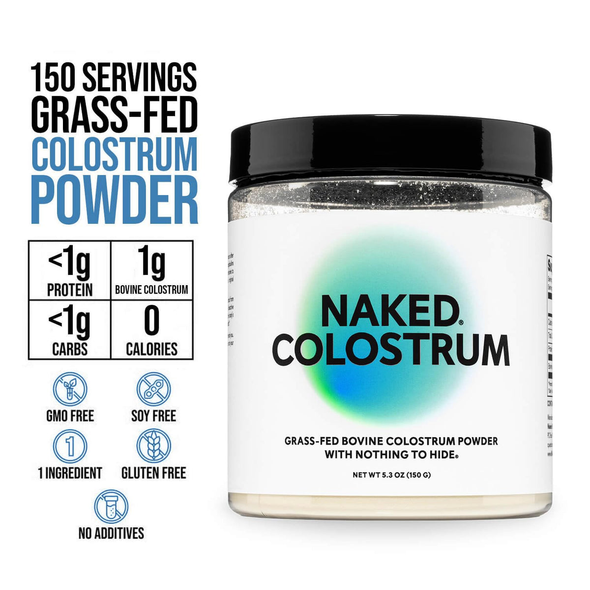 NAKED Poudre de Colostrum 204g en poudre dans un verre d'eau
