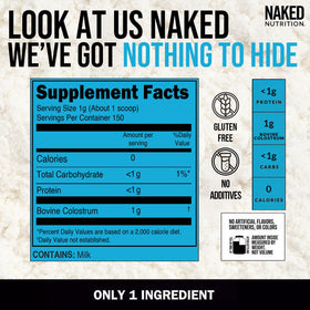NAKED Poudre de Colostrum 204g vue de côté avec texture