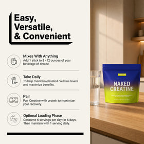 NAKED Stick Packs de créatine sur une table d'entraînement