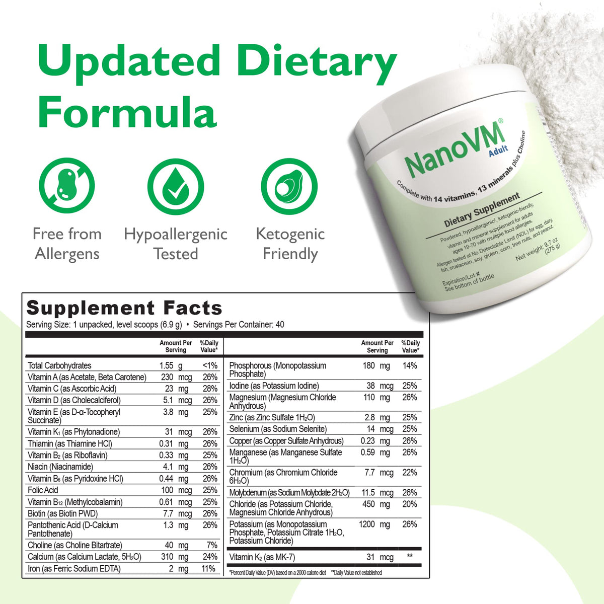 NanoVM Adult compléments alimentaires 275g avec dosette
