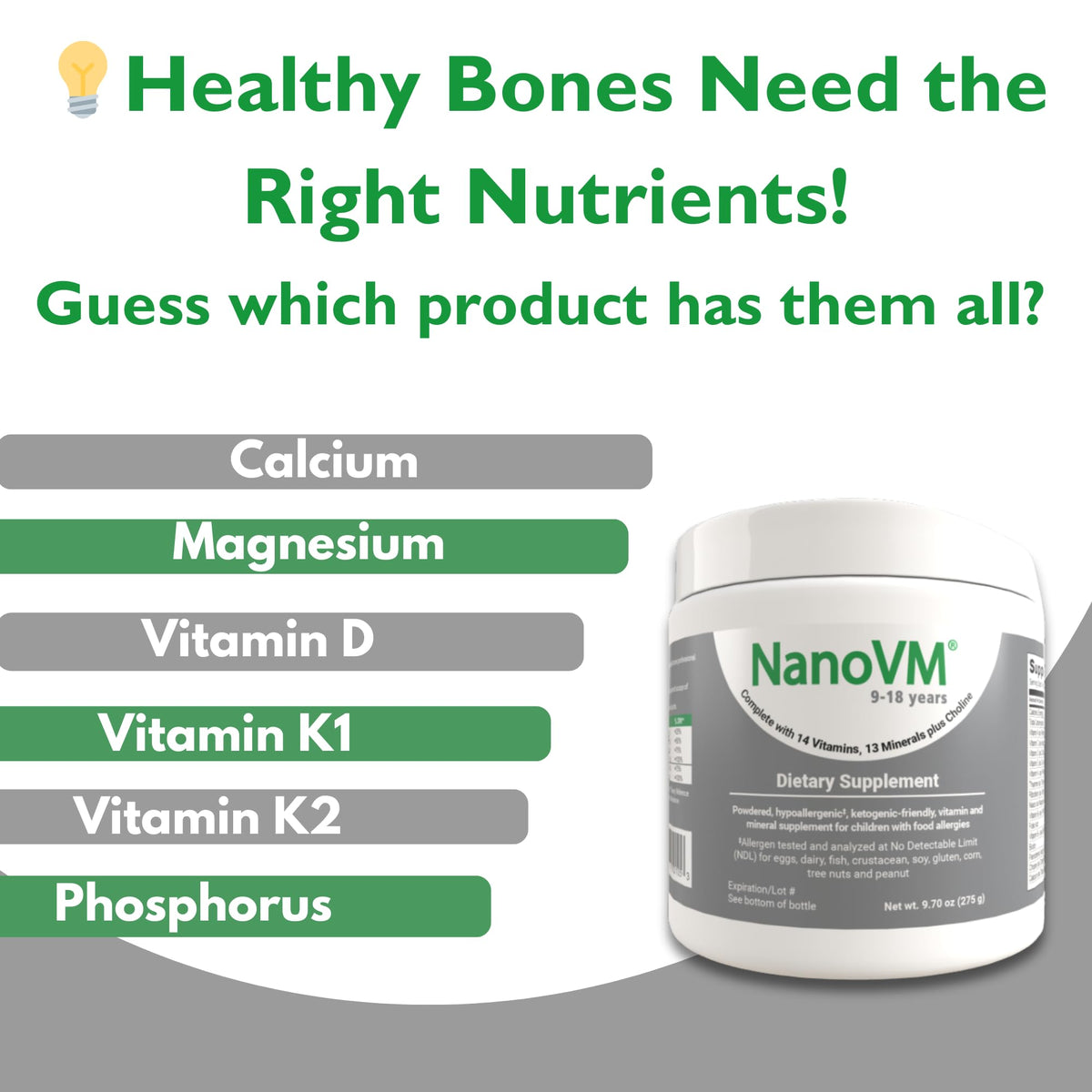 NanoVM Multivitamines en Poudre 275g avec cuillère de dosage