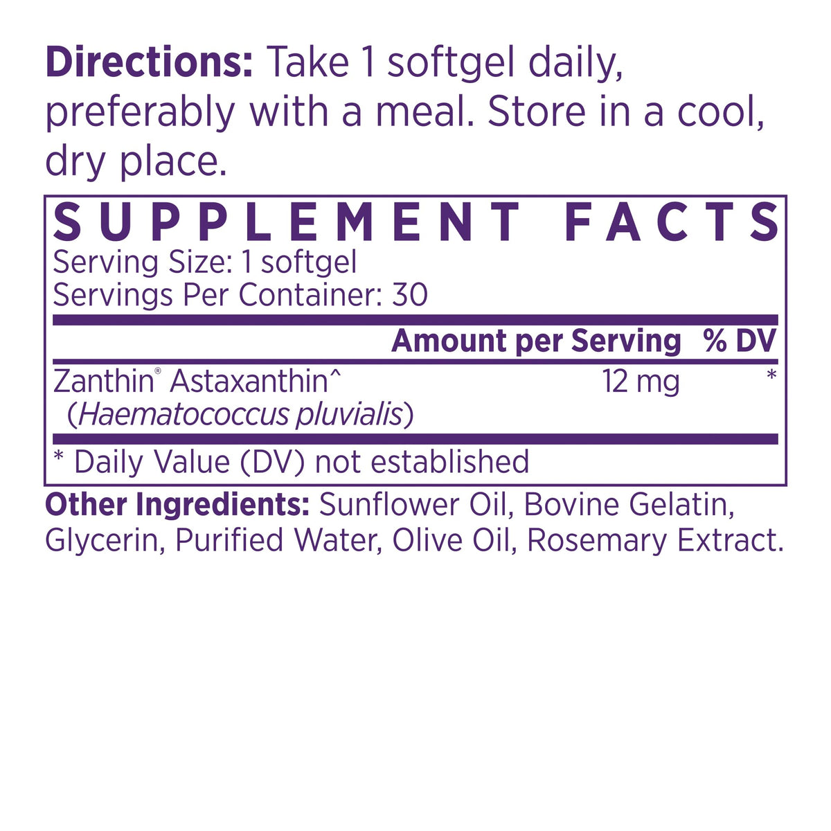 NAOMI Astaxanthin 12mg gélules avec étiquette détaillée